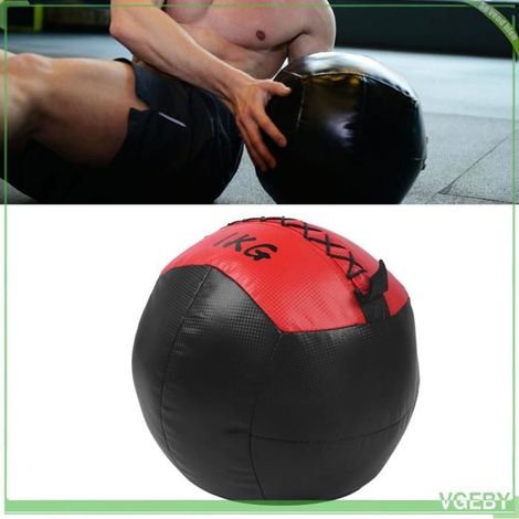 Ballon mural lesté - FAFEICY - 1 kg - Cuir PU - Noir/Rouge - Prise antidérapante (1/5)