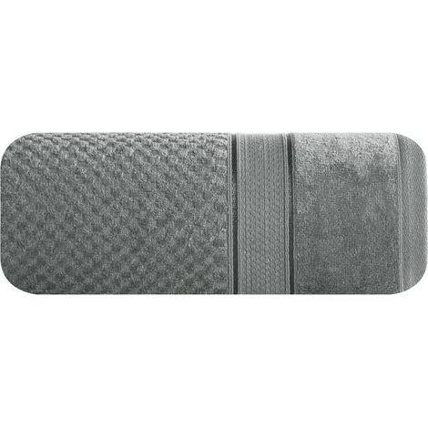Toalla Jessi de 50x90 cm, rizo de acero de 500 g/m² con textura de cuadros en relieve y borde de terciopelo.