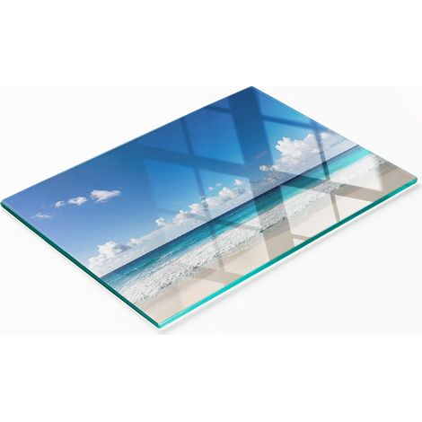 Planche décorative multifonctionnelle en verre pour la cuisine, la plage et les Seychelles, 80 x 52 cm (1/5)