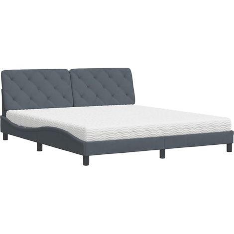 Maison Exclusive - Letto con Materasso Grigio Scuro 180x200 cm in Velluto (1/5)
