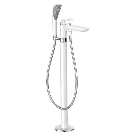 Balance mitigeur bain-douche pour baignoire isolée chromée blanc