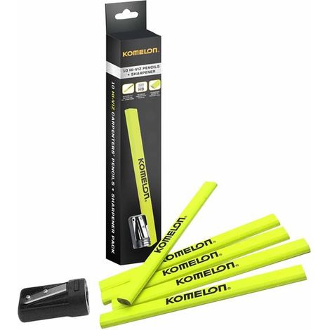Komelon KCPT10 Carpenters Pencil and Sharpener Set 10 Piece KOMTUB10 (1/2)