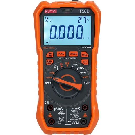 NJTY T58D High Precision Digital Multimeter, 60000 Counts, Measures AC/DC Voltage, Capacitance, Professional (1/5)