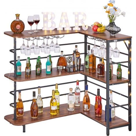 Meuble Bar d’Angle - Bar de Salon 3 Niveaux pour Bouteilles (1/5)