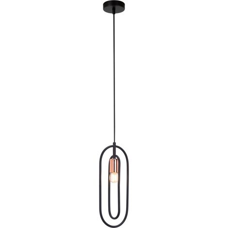 Suspension ROVIER E27 1x MAX 40W métal noir mat, cuivre L: 16cm H: 150cm dimmable (1/3)