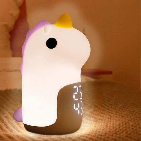 Veilleuse licorne pour enfants, réveil mignon, cadeaux licorne pour filles, articles kawaii, lampe portable rechargeable USB en silicone pour bébés et adolescents (1/5)