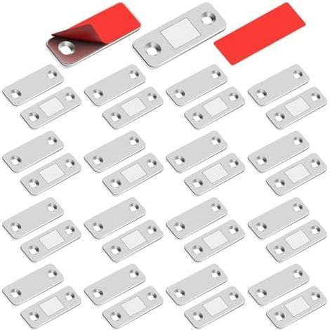 Porte Placard Loquet Magnetique - 12 Pièces Ultra Mince Loqueteaux Magnétiques en Métal à Coller Aimant Fermeture Adhésif Puissant pour Coulissante Tiroirs Fenêtre Armoire Pcs (1/5)