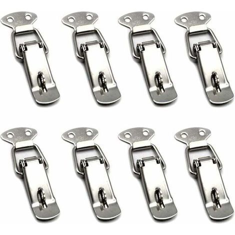8 Pièces Fermeture a Levier Fermeture à Ressort Loquet Bascule en Acier Inoxydable Pour Tiroir,Armoire et Coffre - Silver (1/4)