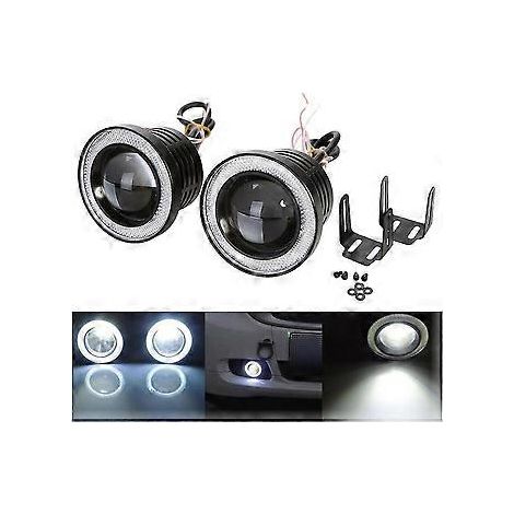 2 Stück Auto-Nebelscheinwerfer Angel Eyes Halo Ring Runde LED-Scheinwerfer Universal-Fahrlicht (3 Zoll Weiß)