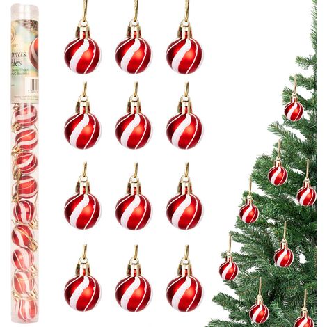 BAUBLES CANDY STRIPE 3CM-24PCS SET -PVC (1/5)