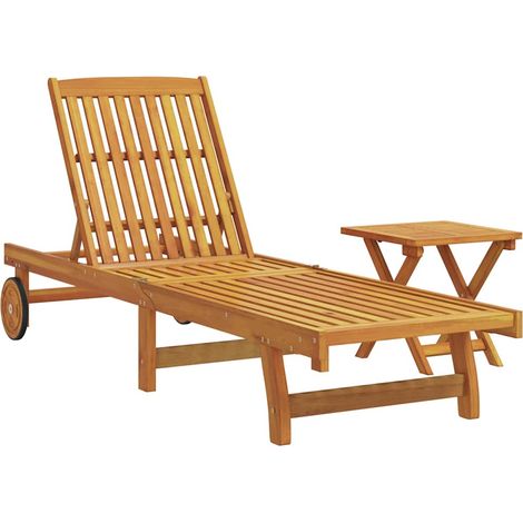 vidaXL Tumbona con mesita madera maciza de acacia (1/2)