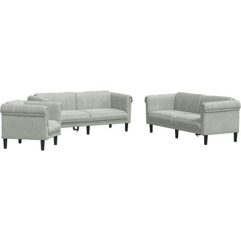Maison Exclusive - Set di Divani 3 pz Grigio Chiaro in Velluto (1/5)