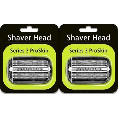 Têtes de rasage Braun Series 3 32B – 2 pièces – Triple lames flottantes pour rasage précis – Étanches et antirouille – Wancle