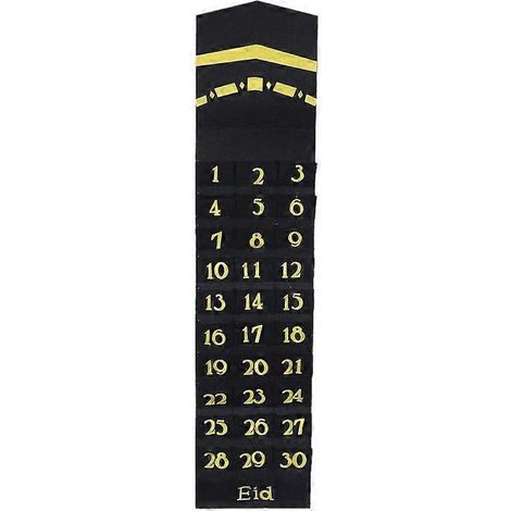 Ramadan Mubarak Filz-Wanddekoration – Nummerierter Countdown-Kalender mit 30 Feldern für Zuhause, Eid-Feier. (1/4)
