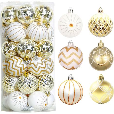 30 boules de Noël, ornements, 6,1 cm, petites boules en plastique incassables, décorations à suspendre pour sapin de Noël, couronnes de fêtes, décorations de sapin (1/5)