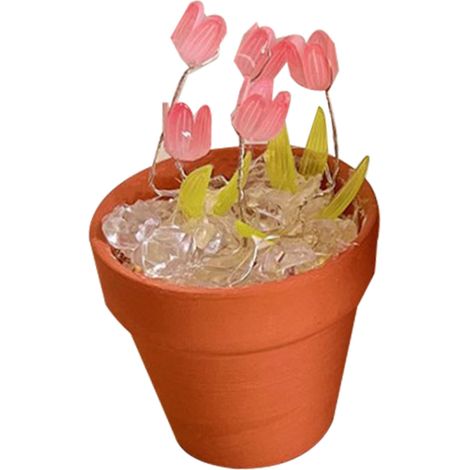 Kit de bricolage veilleuse en céramique acrylique douce pour les yeux, tulipe en pot, décoration de bureau pour amis et petites amies (1/5)