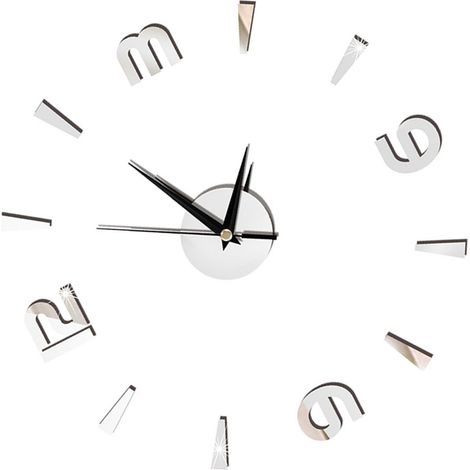 Horloge murale tendance et urbaine à faire soi-même (lentille acrylique de 1 mm), design créatif, miroir, décoration murale autocollante. (1/5)