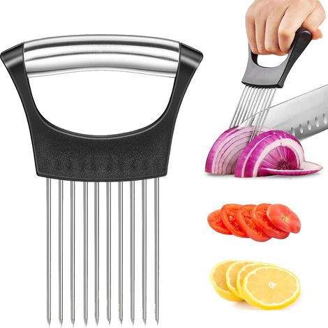 Support à Oignons Coupe Légumes en Acier Inoxydable Avec Housse de Protection Coupe Tomates Coupe Légumes au Citron Aide à la Coupe (1/5)