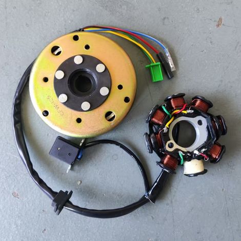 GY6 125 150 8-pole coil ignition stator Magneto flywheel magnet set (1/4)