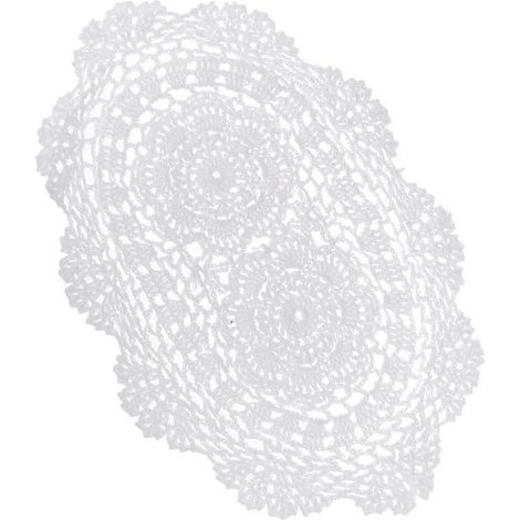 Napperon ovale en dentelle de coton 11 x 15 pouces, blanc, crocheté, décoration intérieure (1/5)
