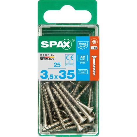 Spax Universalschrauben 3.5 x 35 mm TX 15 - 25 Stück Edelstahl Holzschrauben