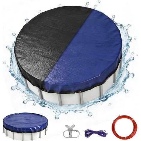 Randaco Poolabdeckung rund Ø366cm für Ø306cm Pool, Schutzhülle staubdicht & UV-beständig
