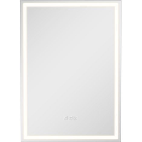 Cabinet Médical Éclairé 50 x 70 cm avec Miroir,LED Dimmable 3 Couleurs,Éclairage Inférieur,Étagères Réglables,Anti-Buée (1/5)
