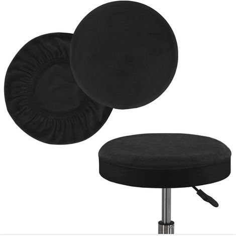 (noire) Housse de tabouret ronde30 36 cm, lot de 2, housse de tabouret ronde noire, housse de tabouret de bar, élastique, lavable, douce et durable, idéale pour la maison, le bar, le restaurant