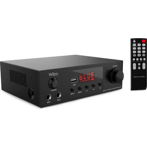 Amplificateur audio HIFI - Connexion Bluetooth - Réponse linéaire avec 50W + 50W Power - Microphone et USB Entrées - Amplificateur HIFI avec lecteur MP3 et Radio FM (1/5)