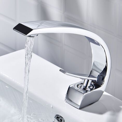 Robinet de Lavabo Cascade Mitigeur en Laiton Chromé pour Salle de Bain (1/4)