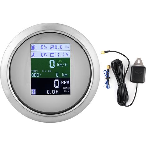 6en1 Jauge Multifonction 316 Acier Inoxydable Étanche Antibuée Compteur pour Voitures Bateaux Yachts 85mm 3.3in (240-33Ω Standard US Cadran Blanc) (1/5)