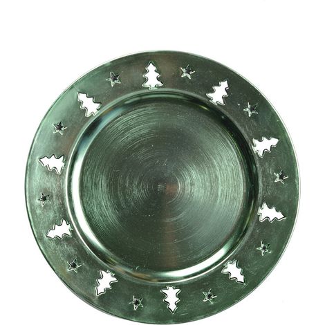 Dessous d'Assiette de Noël Assiette de Présentation Vert Brillant Motif Sapin 33x33 cm - PANGIVO (1/3)