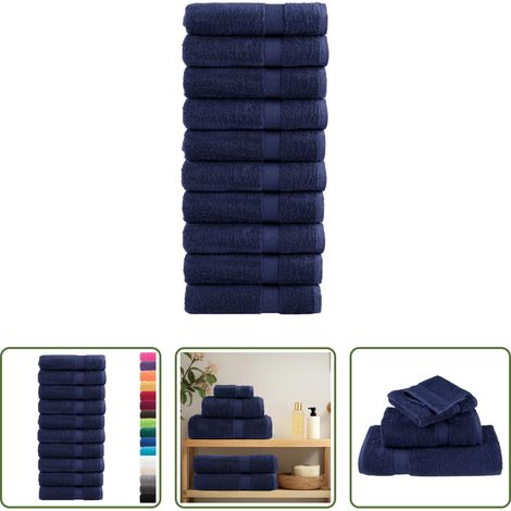 Baumwolle - Premium Badetücher SOLUND 10 Stk. Marineblau 100x150 cm 600 g/m² (1/5)