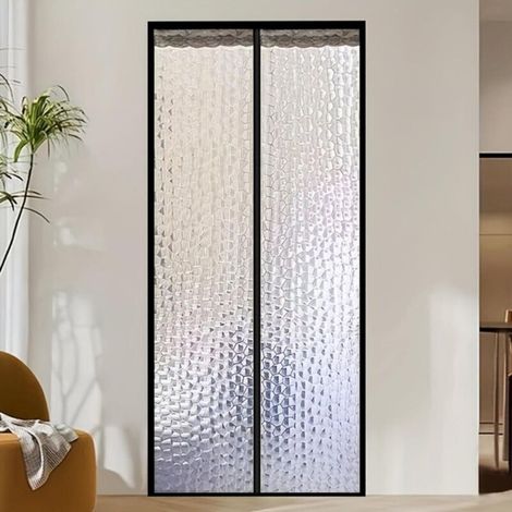 Rideau de porte magnétique à isolation thermique, rideau de porte en EVA isolé coupe-vent pour la protection de la température, 100 x 230 cm (1/4)
