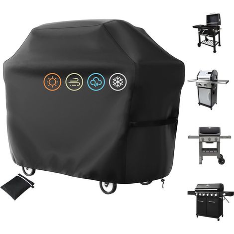 Housse de barbecue, housse de barbecue imperméable, housse de protection pour barbecue avec poche et cordon de serrage réglable, anti-poussière, anti-UV et durable (145x61x117cm) (1/5)