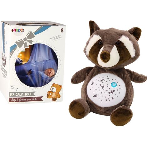 Ours en peluche Sommeil Lumières Sons Mode jour et nuit Raton laveur (1/3)