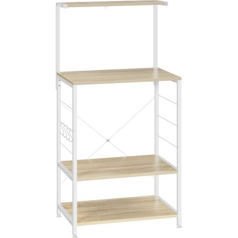 Estantería de cocina de 4 baldas en madera engineered y acero blanco roble claro (1/5)