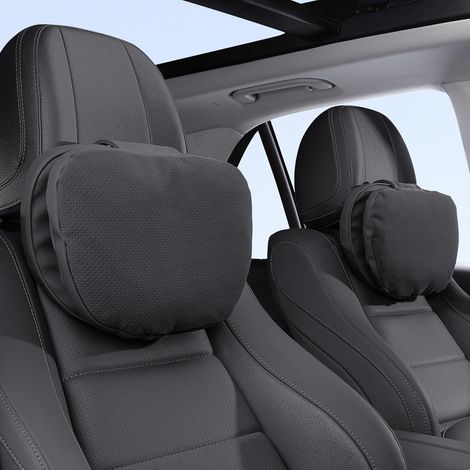 Coussin Appui-Tête Voiture Soutien Cervical Double, Repose Tete Cervicales pour Siège de Conduite, Oreillers de Cou pour Nuque en Voiture pour Conduite, Noir, 2 Pack (1/5)