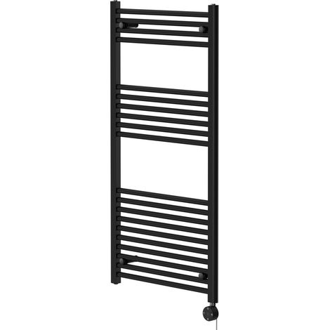 Pizarro Colore Matt Black 1200mm x 600mm Straight Digital Thermostatic Electric Heated Towel Rail (1/5)