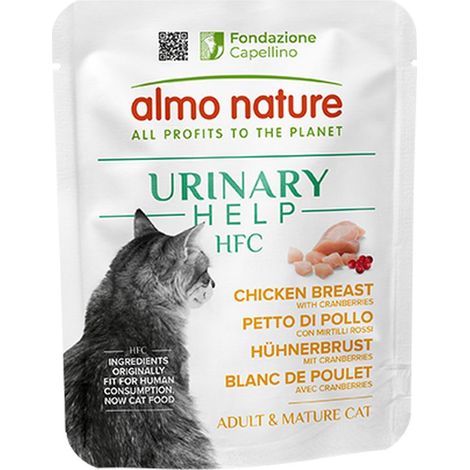 Almo Nature Gatto HFC Urinary Help busta 50gr Petto di Pollo con Mirtilli Rossi