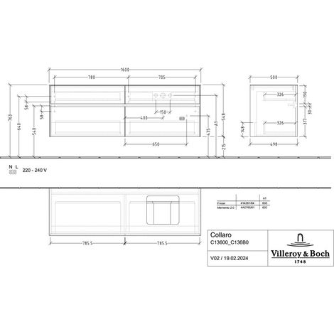 Villeroy & Boch C136B0VQ WTUS Collaro C136B0 1600x548x500 mm avec
