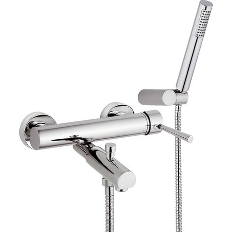 Rubinetto Miscelatore Monocomando Vasca Esterno Doccetta in Ottone Mariani Hermes Cromato (1/2)