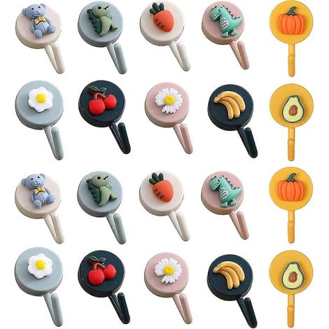 Set mit 20 selbstklebenden Wandhaken, farbenfrohe Klebehaken fürs Badezimmer, Geschenkidee (1/5)