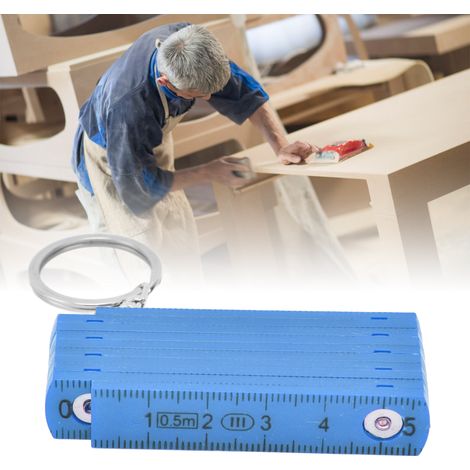 Lot de 2 Règles Pliantes en ABS 0.5M 10 Plis pour Menuiserie avec Porte-Clés Bleu - KZQ (1/5)