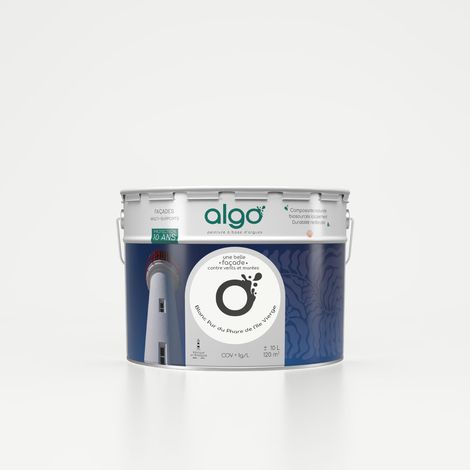 Peinture extérieure façade écologique Algo - Mat - Blanc Pur du Phare de l'Île Vierge - 10L