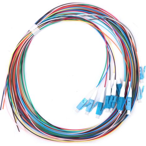 Câble de queue de cochon 12 fibres optiques monomode LC/UPC, perte d'insertion faible, 1,5 mètre (1/5)