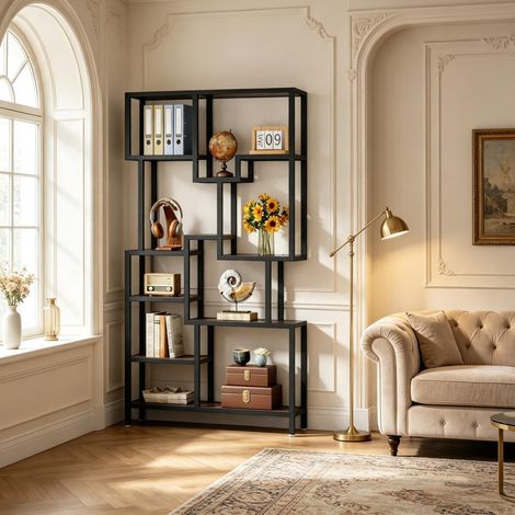 Libreria asimmetrica a 7 livelli, scaffale aperto 100 x 30 x 180 cm DESVIAE (1/5)