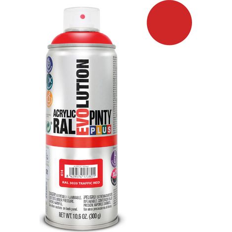 Pintura acrílica spray evolution 520 cc ral 3020 traffic red 300 g (1/2)