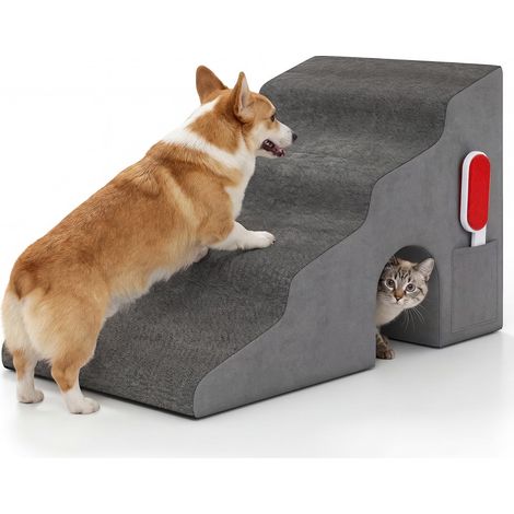 COSTWAY Scala a 4 Gradini per Cani e Gatti con Passaggio, 70 x 41 x 43 cm (1/5)