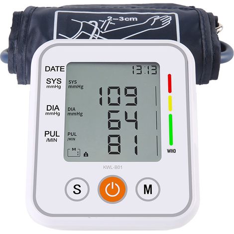 Sphygmomanomètre ambulatoire, tensiomètre de pouls au bras, sphygmomanomètre, tonomètre de fréquence cardiaque, sphygmomanomètre numérique à cristaux liquides (1 pièce)